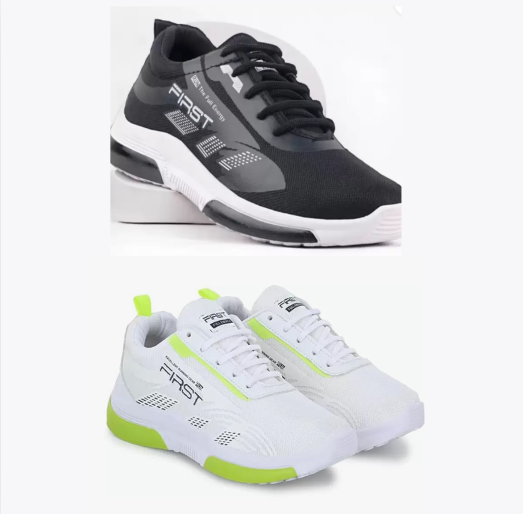 Sports Shoes for Men (White & Black, 6) (Pack of 2)