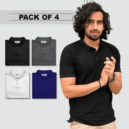 Stylish Men Polo T-Shirt (Multicolor, S) (Pack of 4)