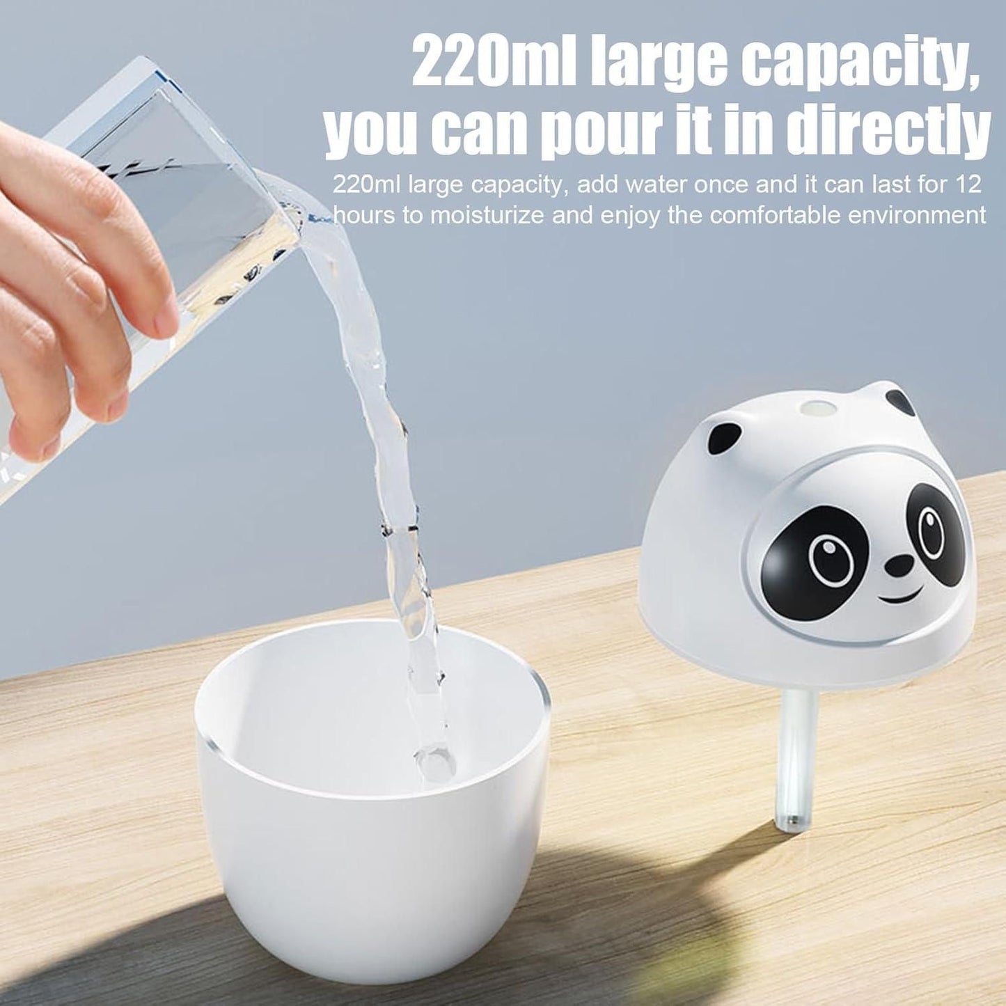 Mini Cute Panda Cool Mist Humidifier for Room Moisture